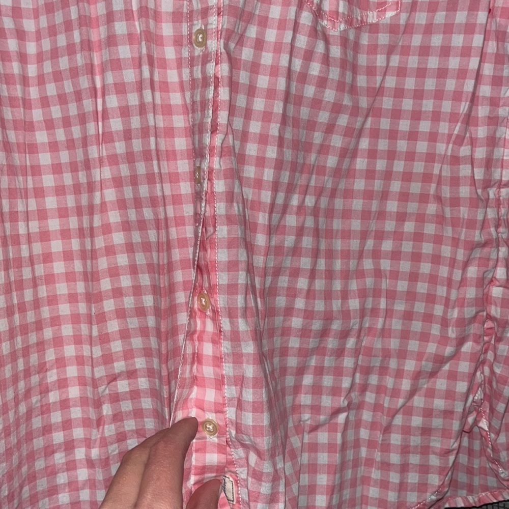 Gap Size Medium Pink Gingham Print Button Down Sh… - image 4